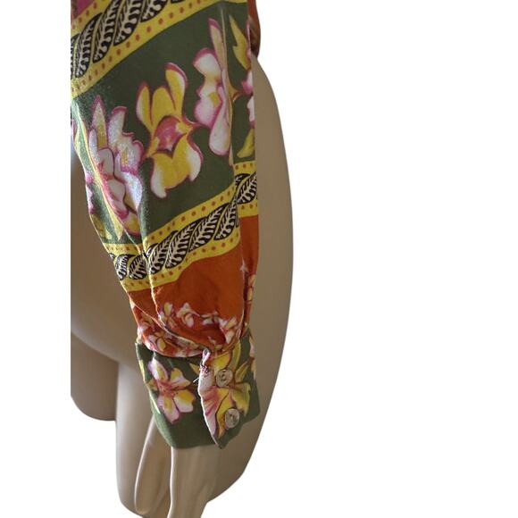 Haute Hippie Boho Cropped Tie Front Button Up Top Size Medium - Picture 7 of 9